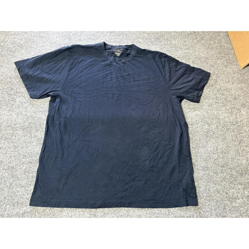 L.L. Bean Shirt Mens L Blue Short Sleeve Crew Neck Tagless Cotton Tee Casual